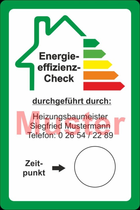 KD Haftetiketten "Energieeffizienz-Check", PET Folie weiß mit Firmeneindruck