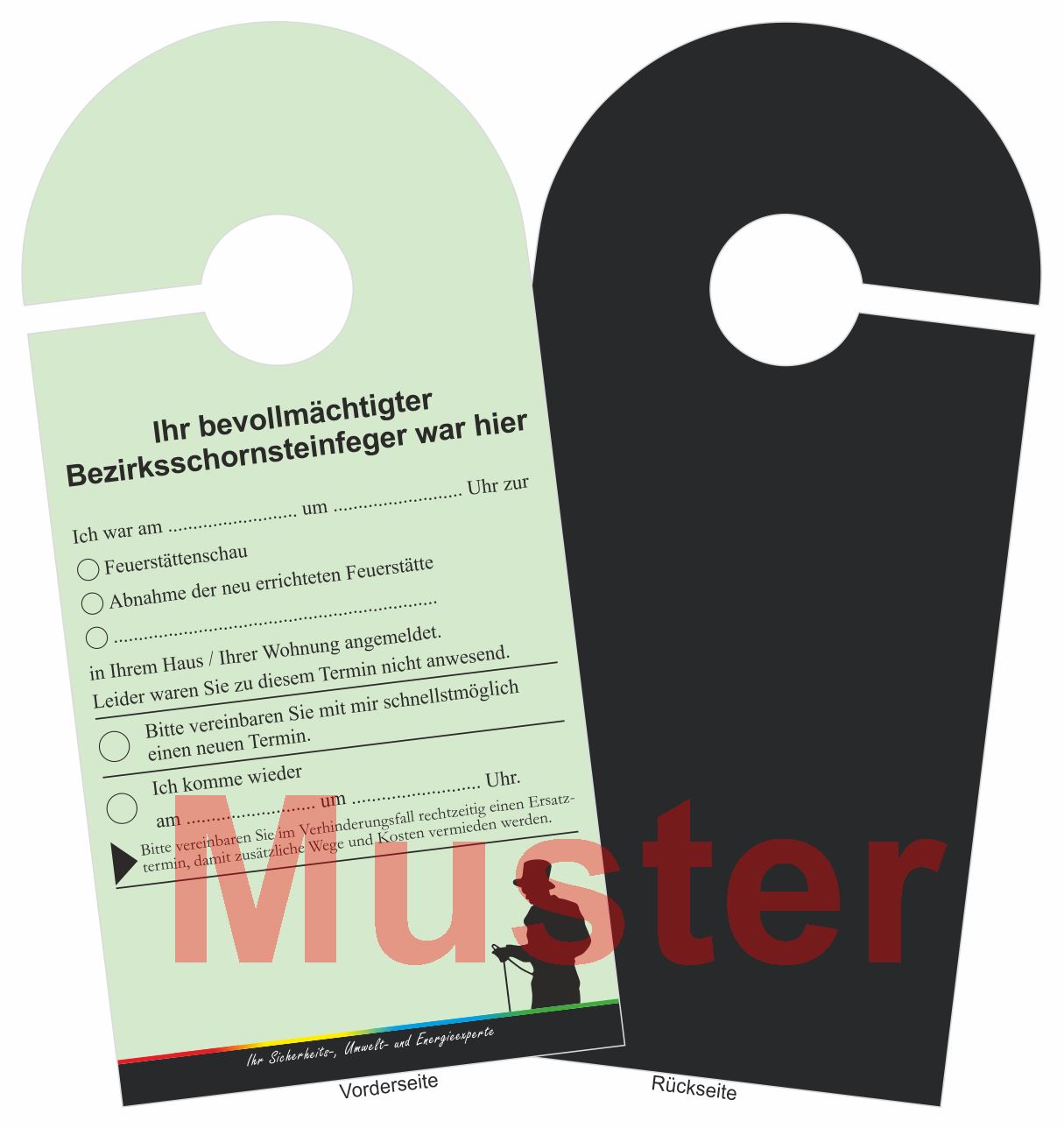 Türanhänger Ansagezettel, "Ihr Bevollm. Bezirkssch. war hier" 100 Stück