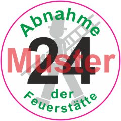 Jahreszahl - Etiketten Abnahme Feuerstätte "2024" auf Blatt
