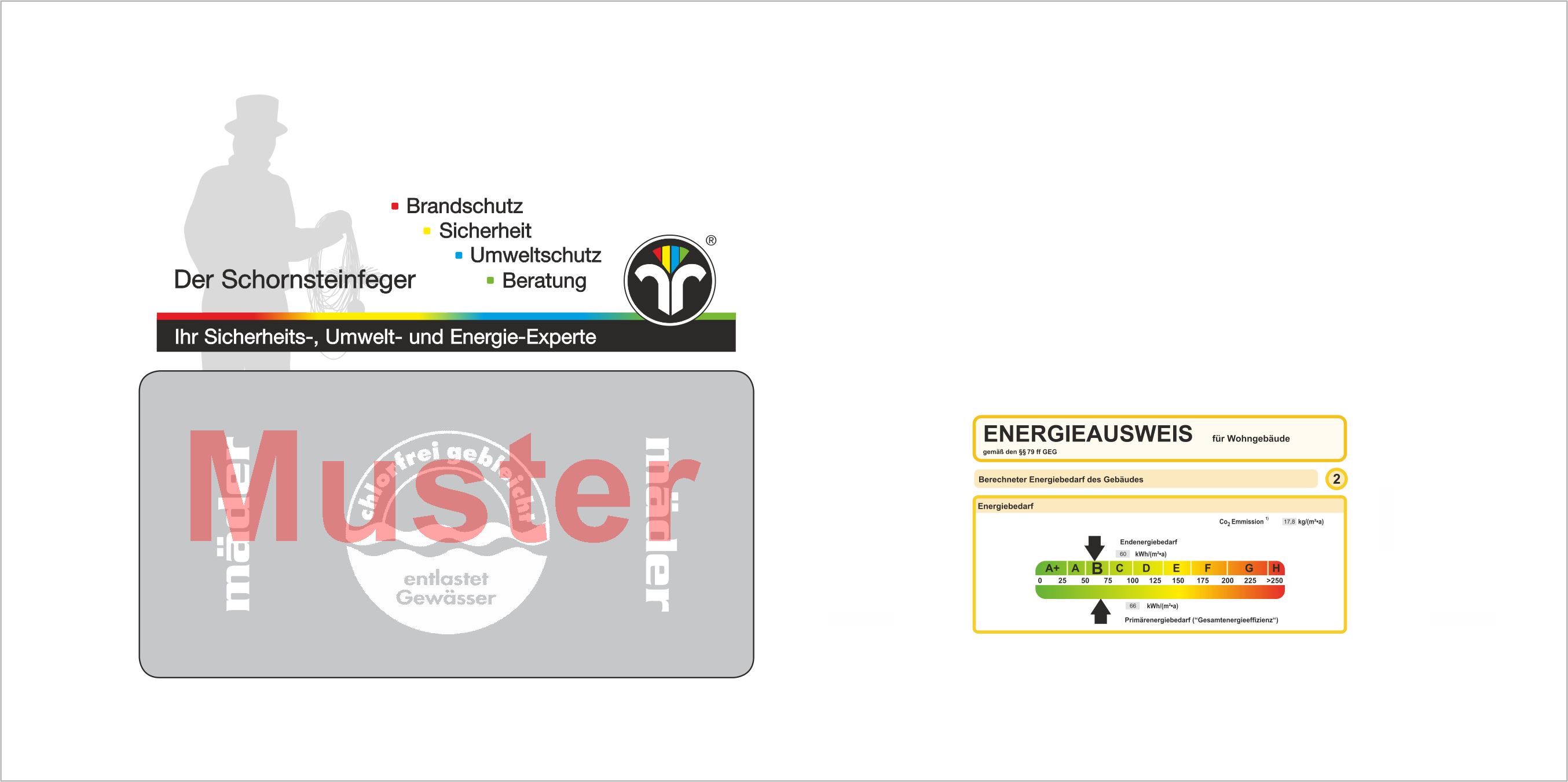 Briefumschläge DIN Lang "Energieausweis", mit Dienstleistungsmarke "Schornsteinfeger"