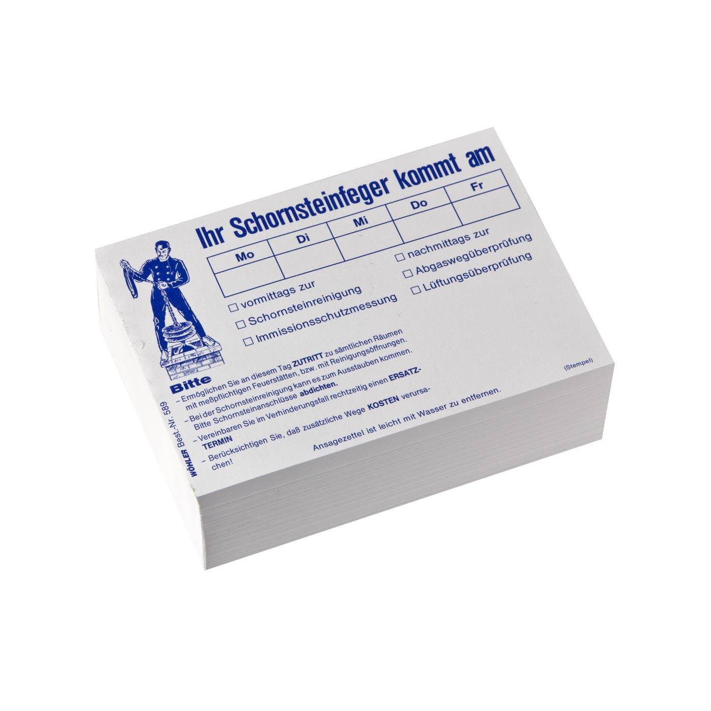 Ansagezettel DIN A6 "Ihr Schornsteinfeger kommt am"