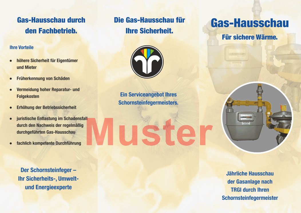 Falz-Flyer Gashausschau mit Dienstleistungsmarke, ohne Firmeneindruck