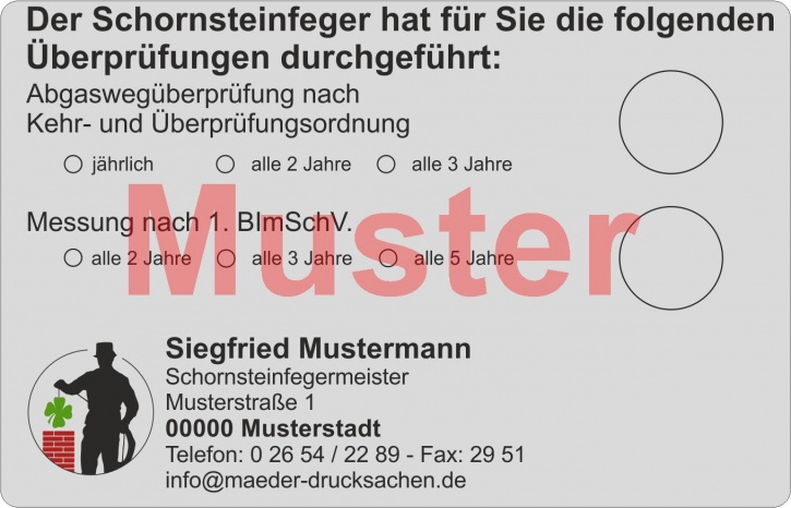KD Große Haftetiketten, "Abgaswegüberprüfung & 1. BlmschV", Farbdruck