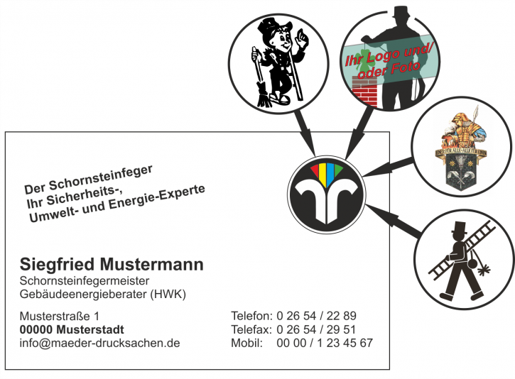 Visitenkarten "Der Schornsteinfeger..."