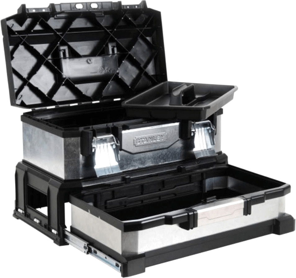 Werkzeugbox Metall-Kunststoff, mit integrierter Schublade (galvanisiert)