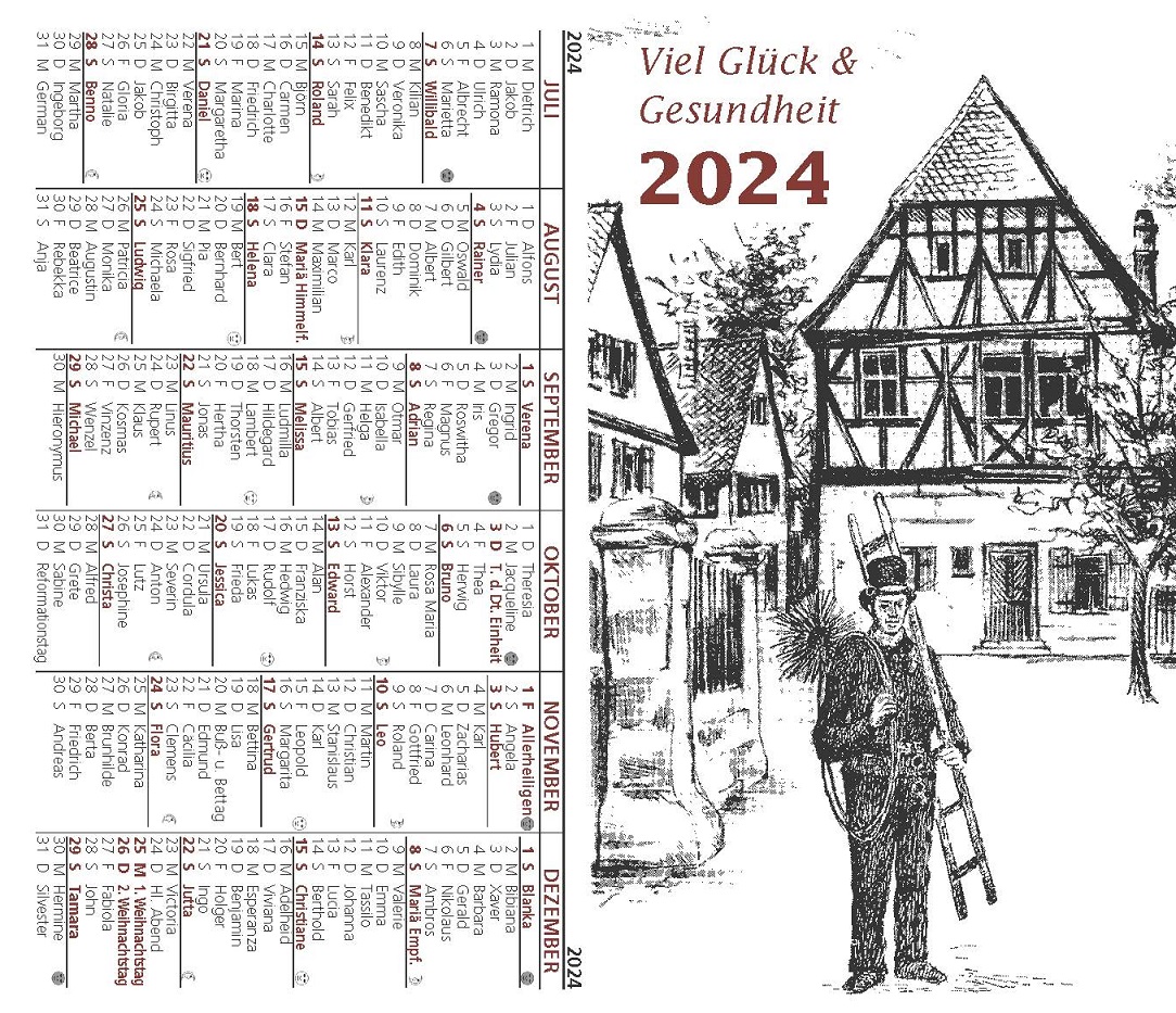 Schornsteinfeger Faltkalender 2024 - 100 Stück ohne Firmeneindruck