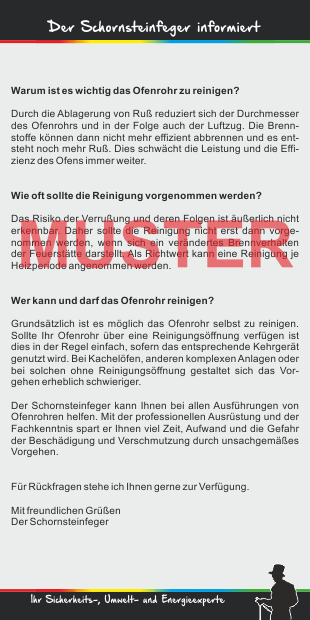 Kompakt-Flyer, 100 Stück "Ofenrohrreinigung" ohne Firmeneindruck