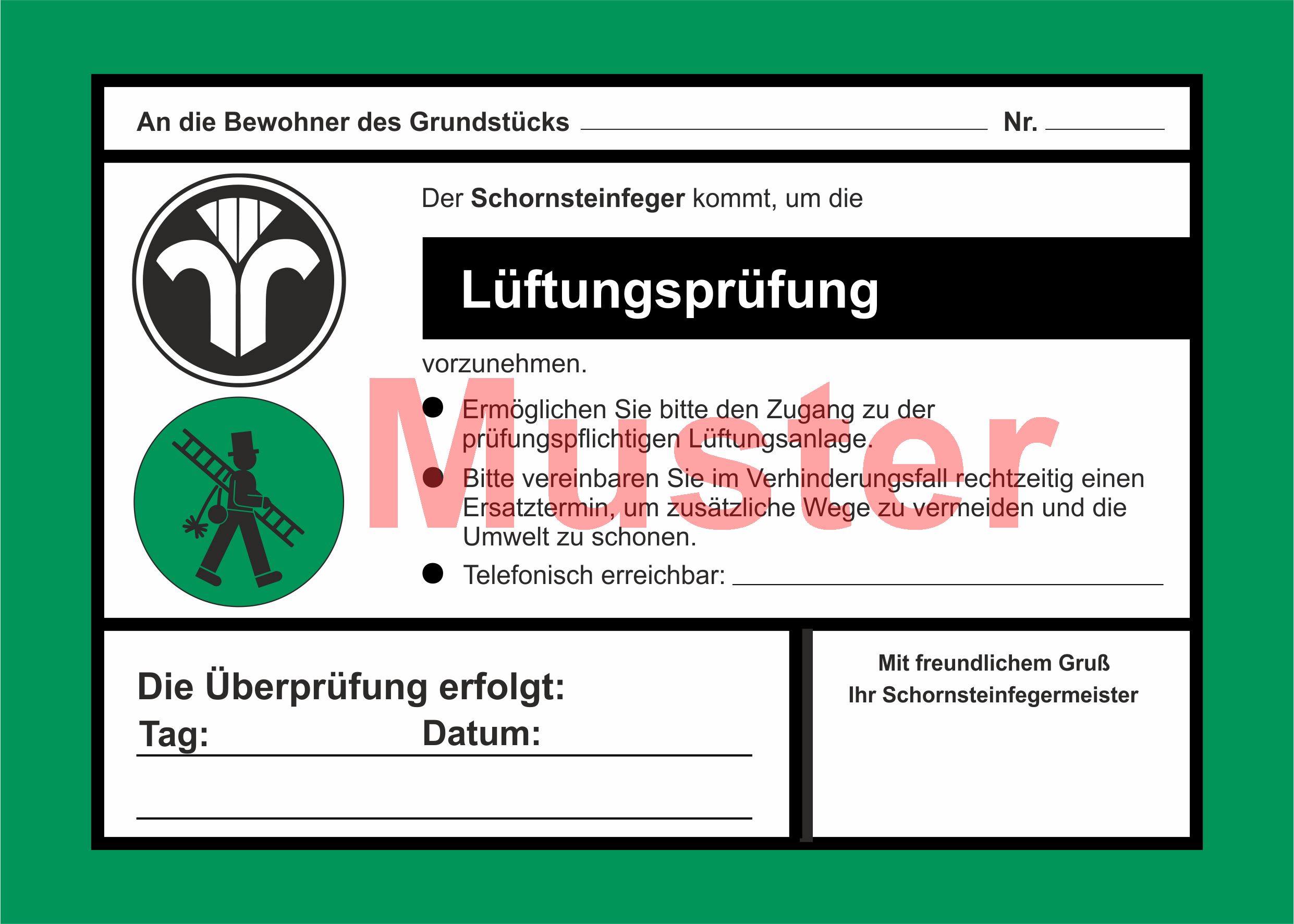 AZ 2-farbig "Lüftungsprüfung" - DIN A5, ohne Firmeneindruck