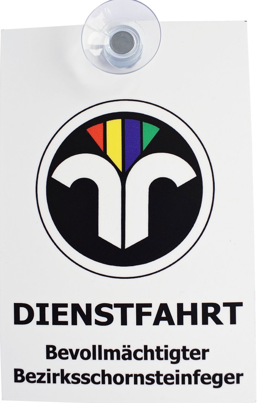 Schild mit Saugnapf "Dienstfahrt"