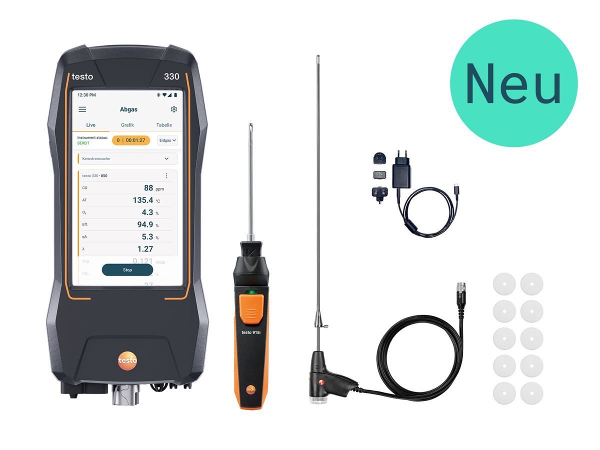 Testo 330 NG Abgasmessgerät Schornsteinfeger-Set NO