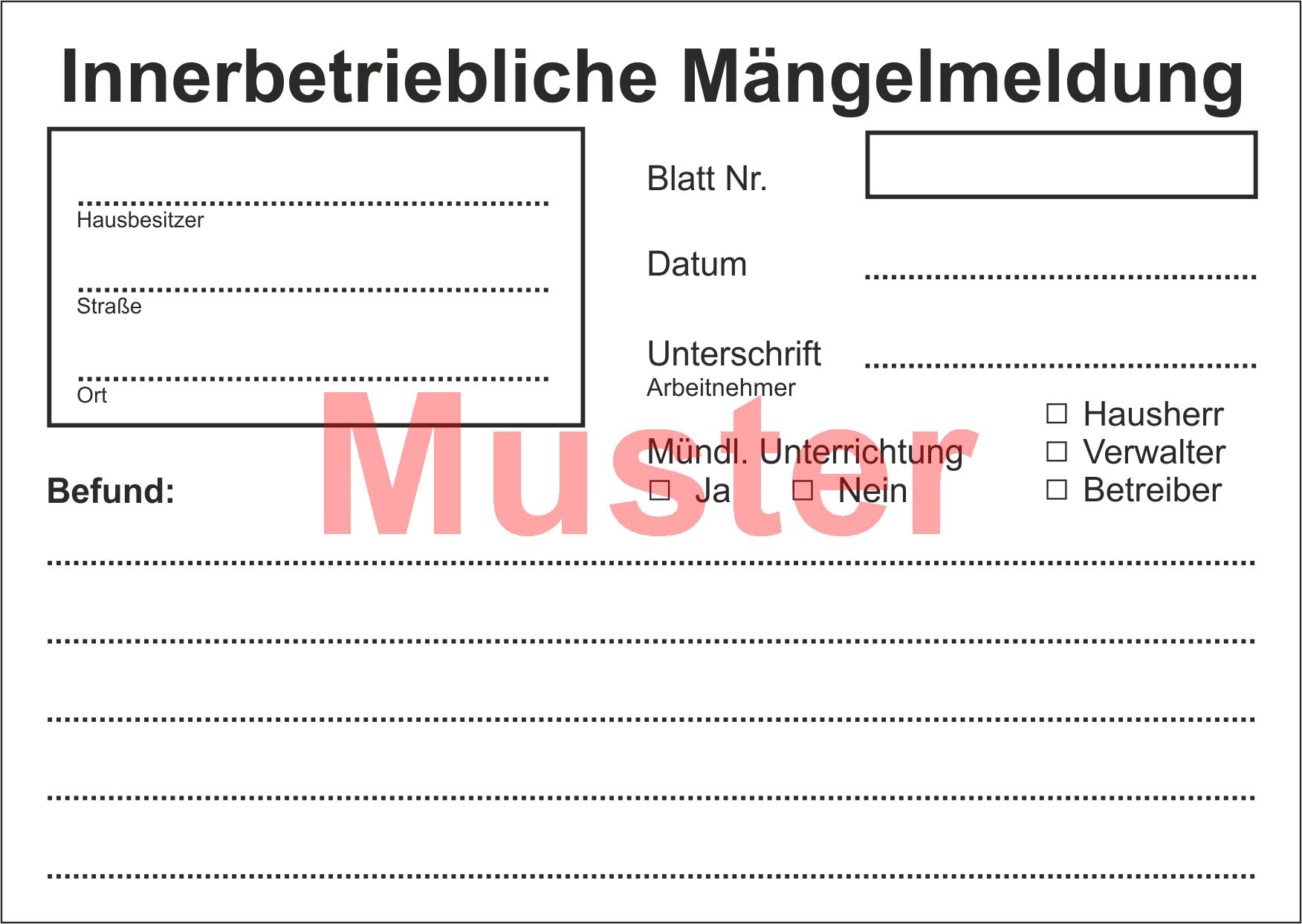Innerbetriebliche Mängelmeldung