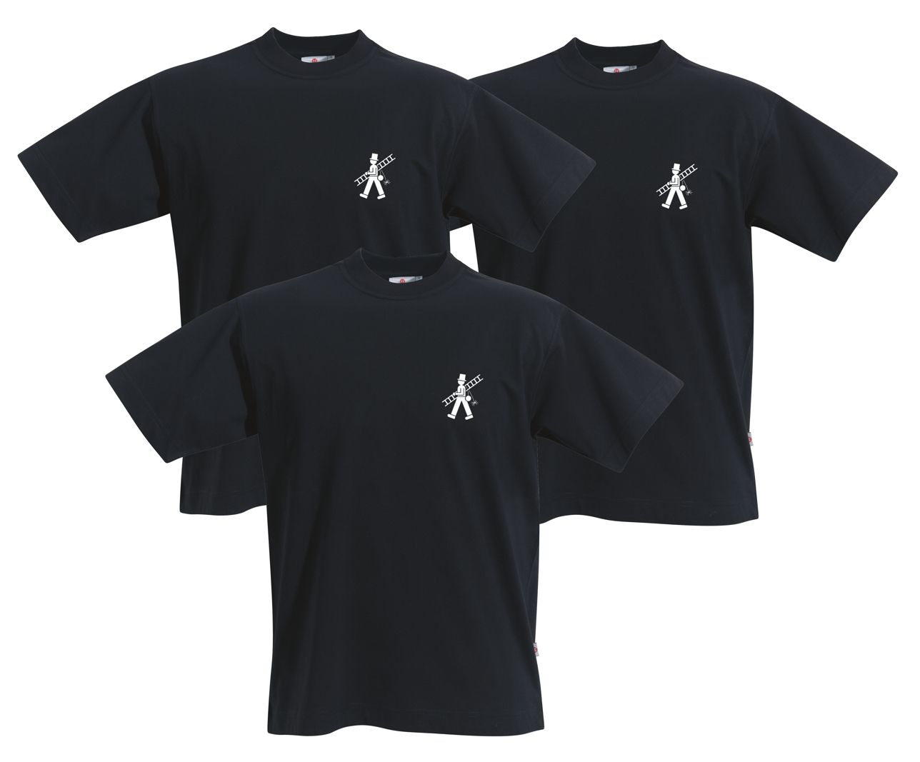 T-Shirt Rundhals mit Schornsteinfeger - 3er-Pack 3XL-Schwarz-3 Stück