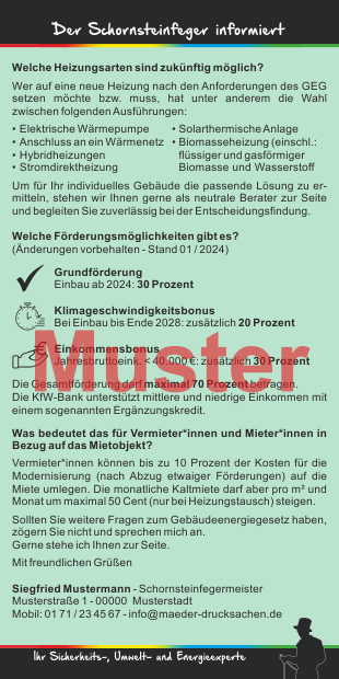 Kompakt-Flyer, 100 Stück "Gebäudeenergiegesetz" mit Firmeneindruck