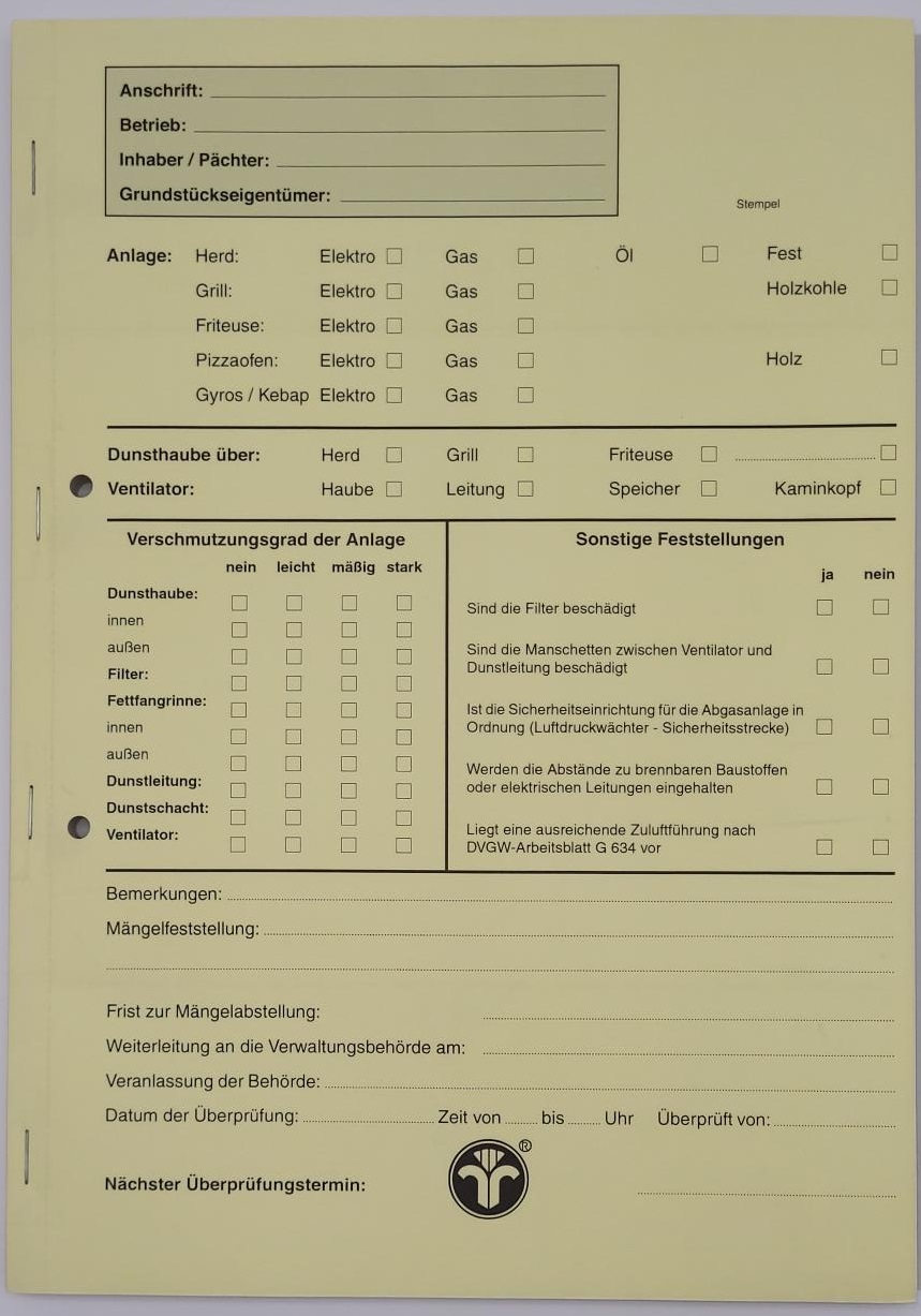 Prüfprotokoll an Dunstanlagen